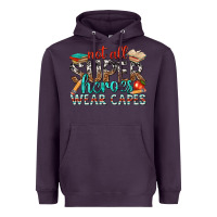 Plum not all superheroes wear capes with books Heavyweight Hoodie - texasbilliewilder