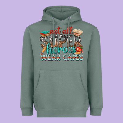 Not All Superheroes Wear Capes With Books Heavyweight Hoodie Designed By Texasbilliewilder