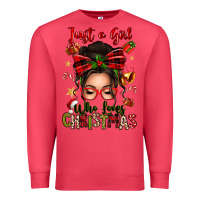 Cardinal just a girl who loves christmas afro messy bun Premium Sweatshirt - texasbilliewilder
