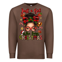 Chestnut just a girl who loves christmas afro messy bun Premium Sweatshirt - texasbilliewilder