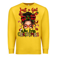 Lemon just a girl who loves christmas afro messy bun Premium Sweatshirt - texasbilliewilder