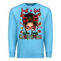 Just A Girl Who Loves Christmas Afro Messy Bun Premium Sweatshirt | Teevron
