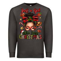 Smoke just a girl who loves christmas afro messy bun Premium Sweatshirt - texasbilliewilder