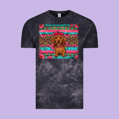 Dachshund Puppy Floral Vintage Tee Designed By Artiststas