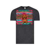Vintage Black dachshund puppy floral Vintage Tee - Artiststas