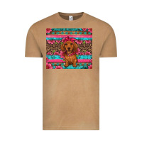 Vintage Camel dachshund puppy floral Vintage Tee - Artiststas