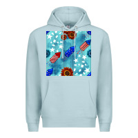 Blue Mist patriotic fireworks and sunflower Premium Hoodie - BundleAndBundleShop