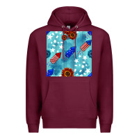 Burgundy patriotic fireworks and sunflower Premium Hoodie - BundleAndBundleShop