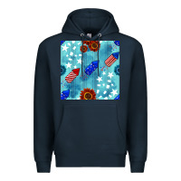 Navy patriotic fireworks and sunflower Premium Hoodie - BundleAndBundleShop