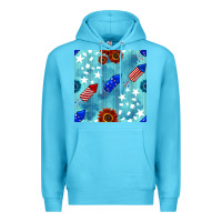 Ocean Blue patriotic fireworks and sunflower Premium Hoodie - BundleAndBundleShop