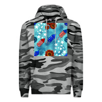 Slate Camo patriotic fireworks and sunflower Premium Hoodie - BundleAndBundleShop