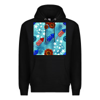 Black patriotic fireworks and sunflower Premium Hoodie - BundleAndBundleShop