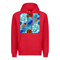 Red patriotic fireworks and sunflower Premium Hoodie - BundleAndBundleShop