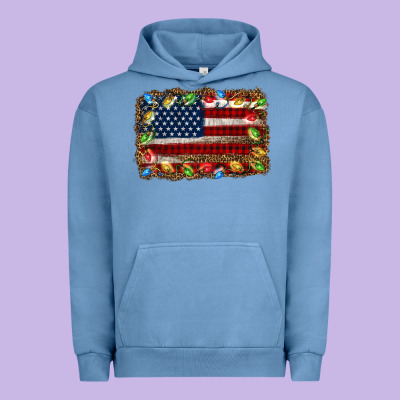 Christmas American Flag Background Urban Hoodie Designed By Jasminsmagicworld