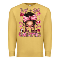 Antique Gold just a girl who loves pink christmas messy bun Premium Sweatshirt - texasbilliewilder