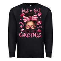 Black just a girl who loves pink christmas messy bun Premium Sweatshirt - texasbilliewilder