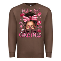 Chestnut just a girl who loves pink christmas messy bun Premium Sweatshirt - texasbilliewilder