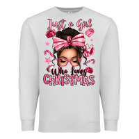 Dove Grey just a girl who loves pink christmas messy bun Premium Sweatshirt - texasbilliewilder