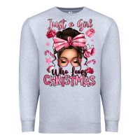 Just A Girl Who Loves Pink Christmas Messy Bun Premium Sweatshirt | Teevron