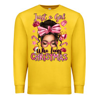 Lemon just a girl who loves pink christmas messy bun Premium Sweatshirt - texasbilliewilder
