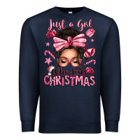 Navy just a girl who loves pink christmas messy bun Premium Sweatshirt - texasbilliewilder