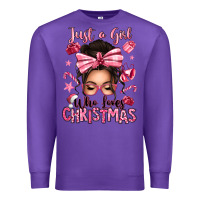 Purple just a girl who loves pink christmas messy bun Premium Sweatshirt - texasbilliewilder