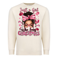 Sandshell just a girl who loves pink christmas messy bun Premium Sweatshirt - texasbilliewilder