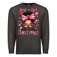 Smoke just a girl who loves pink christmas messy bun Premium Sweatshirt - texasbilliewilder