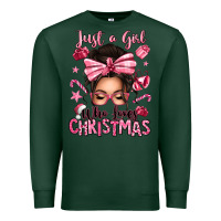 Sports Green just a girl who loves pink christmas messy bun Premium Sweatshirt - texasbilliewilder