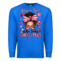 True Royal just a girl who loves pink christmas messy bun Premium Sweatshirt - texasbilliewilder