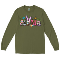 Army Green easter bunny mama Long Sleeve Tee - BarkalooDesign