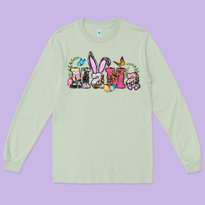 Easter Bunny Mama Long Sleeve Tee Designed By Barkaloodesign