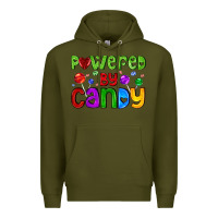 Army Green powered by candy with lollipops Premium Hoodie - AdoDesignShop