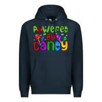 Navy powered by candy with lollipops Premium Hoodie - AdoDesignShop