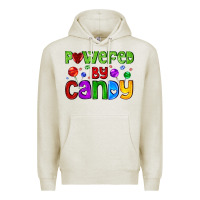 Oatmeal Heather powered by candy with lollipops Premium Hoodie - AdoDesignShop