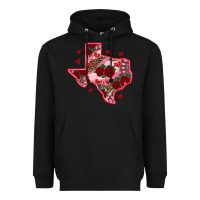 Black valentine' s day texas map with roses Heavyweight Hoodie - RanaPortraitStore
