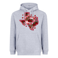Heather Grey valentine' s day texas map with roses Heavyweight Hoodie - RanaPortraitStore