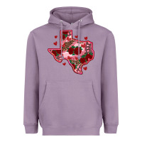 Lavender valentine' s day texas map with roses Heavyweight Hoodie - RanaPortraitStore