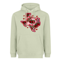 Matcha valentine' s day texas map with roses Heavyweight Hoodie - RanaPortraitStore