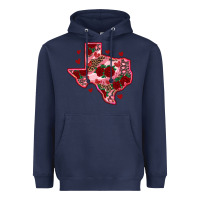 Navy valentine' s day texas map with roses Heavyweight Hoodie - RanaPortraitStore