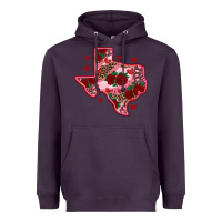 Plum valentine' s day texas map with roses Heavyweight Hoodie - RanaPortraitStore