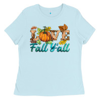Baby Blue love fall y'all Ladies Tee - BarkalooDesign
