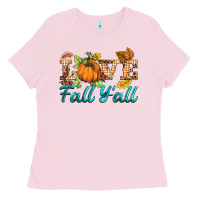 Bubblegum Pink love fall y'all Ladies Tee - BarkalooDesign