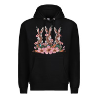 Black rabbits with blossom flower Premium Hoodie - Artiststas