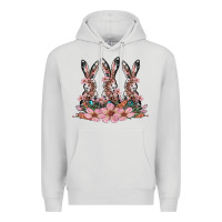 Dove Grey rabbits with blossom flower Premium Hoodie - Artiststas