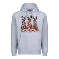 Heather Grey rabbits with blossom flower Premium Hoodie - Artiststas