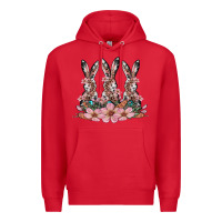 Red rabbits with blossom flower Premium Hoodie - Artiststas