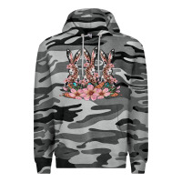 Slate Camo rabbits with blossom flower Premium Hoodie - Artiststas
