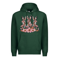 Sports Green rabbits with blossom flower Premium Hoodie - Artiststas