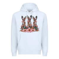 White rabbits with blossom flower Premium Hoodie - Artiststas